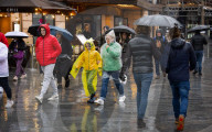 Raining in Soho, London, UK. 