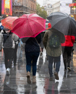 Raining in Soho, London, UK. 