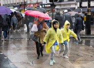 Raining in Soho, London, UK. 