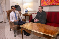 The Prime Minister Rishi Sunak talks to Elon Musk