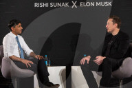 The Prime Minister Rishi Sunak talks to Elon Musk