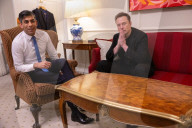 The Prime Minister Rishi Sunak talks to Elon Musk