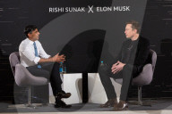 The Prime Minister Rishi Sunak talks to Elon Musk