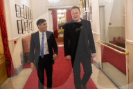 The Prime Minister Rishi Sunak talks to Elon Musk