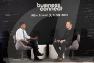 The Prime Minister Rishi Sunak talks to Elon Musk