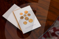 Jeremy Hunt UK Chancellor of the Exchequer showcases new coins of the nation