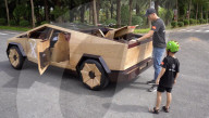 Wooden Tesla Cybertruck built as gift for Elon Musk