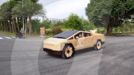 Wooden Tesla Cybertruck built as gift for Elon Musk