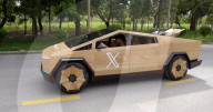 Wooden Tesla Cybertruck built as gift for Elon Musk