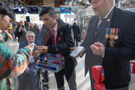 The Prime Minister Rishi Sunak sells poppies for the British Legion at Norwich Station on way to Bacton Oil & Gas Terminal