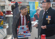 The Prime Minister Rishi Sunak sells poppies for the British Legion at Norwich Station on way to Bacton Oil & Gas Terminal
