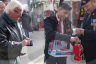 The Prime Minister Rishi Sunak sells poppies for the British Legion at Norwich Station on way to Bacton Oil & Gas Terminal