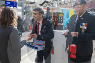 The Prime Minister Rishi Sunak sells poppies for the British Legion at Norwich Station on way to Bacton Oil & Gas Terminal