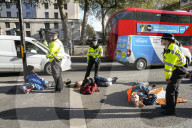 Just Stop Oil protesters near Downing Street in London, UK.
