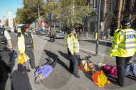 Just Stop Oil protesters near Downing Street in London, UK.