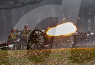 King Charles III 75th birthday gun salute in London, UK.