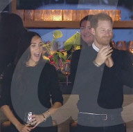 Harry and Meghan in good spirits at ice hockey game