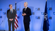 Stolenberg and Blinken at meeting of NATO Ministers of Foreign Affairs 