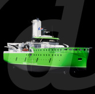 Electric offshore wind farm service ship can recharge from turibne