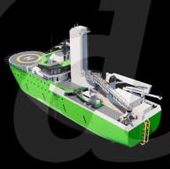Electric offshore wind farm service ship can recharge from turibne