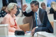 The Prime Minister Rishi Sunak talks to other world leaders at COP28