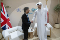 The Prime Minister Rishi Sunak talks to other world leaders at COP28