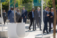 The Prime Minister Rishi Sunak talks to other world leaders at COP28