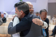 The Prime Minister Rishi Sunak talks to other world leaders at COP28
