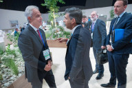The Prime Minister Rishi Sunak talks to other world leaders at COP28