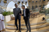 The Prime Minister Rishi Sunak talks to other world leaders at COP28