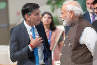 The Prime Minister Rishi Sunak talks to other world leaders at COP28