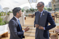 The Prime Minister Rishi Sunak talks to other world leaders at COP28