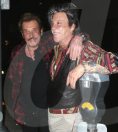 Johnny Hallyday and Mickey Rourke hanging out together in Beverley Hills