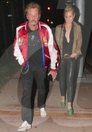 Johnny Hallyday seen out and about with wife Laeticia Hallyday just days after getting her nude figure tattooed on his arm at the famous Shamrock Social Club