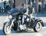 9/19/10 - Malibu, California
French superstar Johnny Hallyday continues to enjoy the perks of being a rockstar in Los Angeles as the singer roams around Malibu with wife Laeticia Hallyday on his new motorcycle before the pair met Laeticia's grandmother a