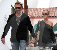 Pictured: Johnny Hallyday, Leatitia Hallyday, Jade Johnny Hallyday and family were spotted having lunch at Cafe Vida 9/16/10, Los Angeles, California, United States of America . Portrait , retrato , headshot