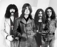 BLACK SABBATH original 1969 lineup of UK rock group from left: Tony Iommi, Ozzy Osbourne, Geezer Butler, Bill Ward