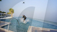 Daredevils's leap from world's highest infinity pool