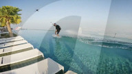 Daredevils's leap from world's highest infinity pool
