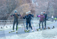 West London Nordic Ski Team practice roller skiing, London, UK