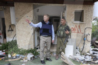 Grant Shapps is given a tour of attacked Kibbutz in Israel.