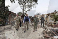 Grant Shapps is given a tour of attacked Kibbutz in Israel.