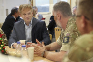 Defence Secretary Grant Shapps, meets service personnel in Israel.