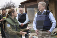 Grant Shapps is given a tour of attacked Kibbutz in Israel.