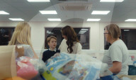 Kate Middleton and kids help prepare Christmas gift bags for families on the poverty line