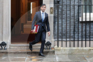 Prime Minister Rishi Sunak departs No10 Prime Ministers Questions in the House of Commons