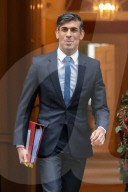 Prime Minister Rishi Sunak departs No10 Prime Ministers Questions in the House of Commons