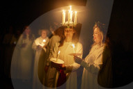 London Nordic Choir performing in the annual Santa Lucia: Festival of Light service in York 