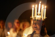 London Nordic Choir performing in the annual Santa Lucia: Festival of Light service in York 