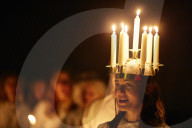London Nordic Choir performing in the annual Santa Lucia: Festival of Light service in York 